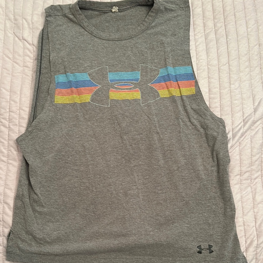 Under Armour Gray Tank Top with Colorful Logo